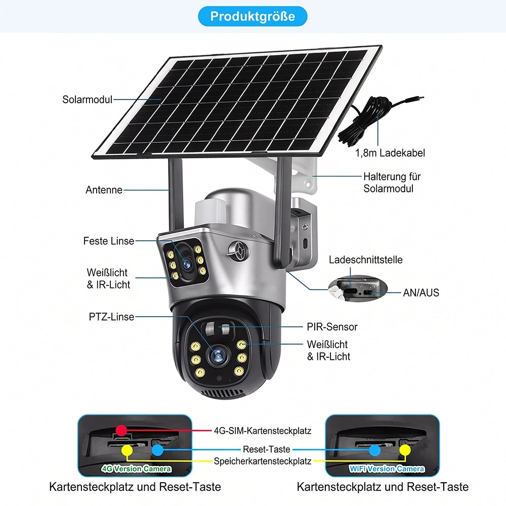 MoseCogn Solar Sicherheitskamera 4K Ultra HD