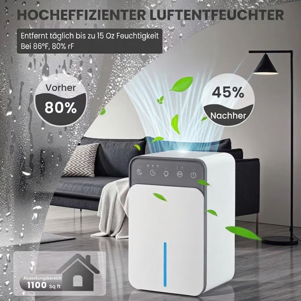 Noblissè Leiser Luftentfeuchter 1500ml für Räume bis 20m²