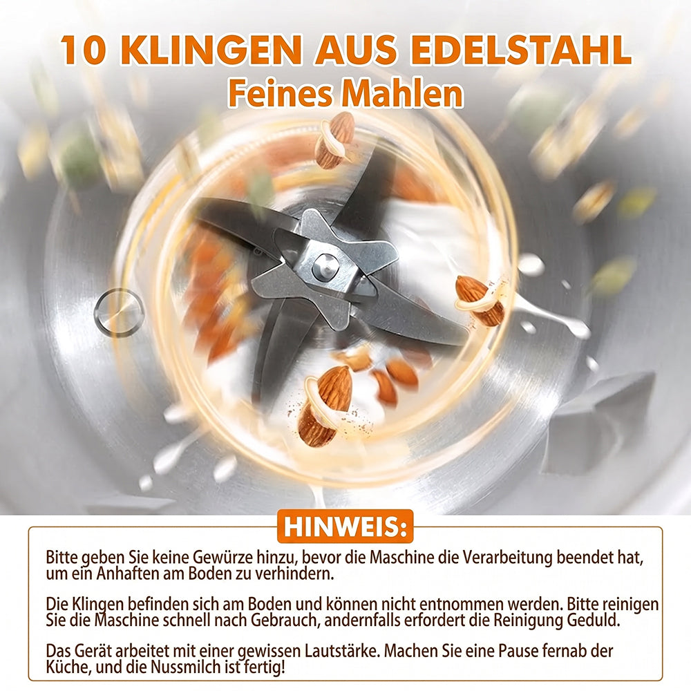Pflanzenmilchmaschine Selbstreinigend 6 Programme - 1.5L Edelstahl - Veganer