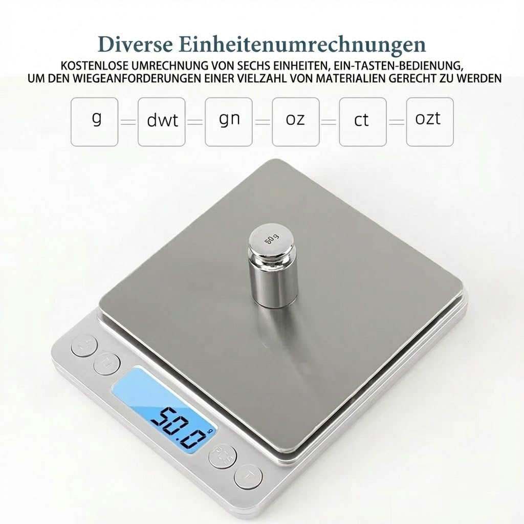Scalevyx Präzisions-Küchenwaage 0,1g bis 3kg