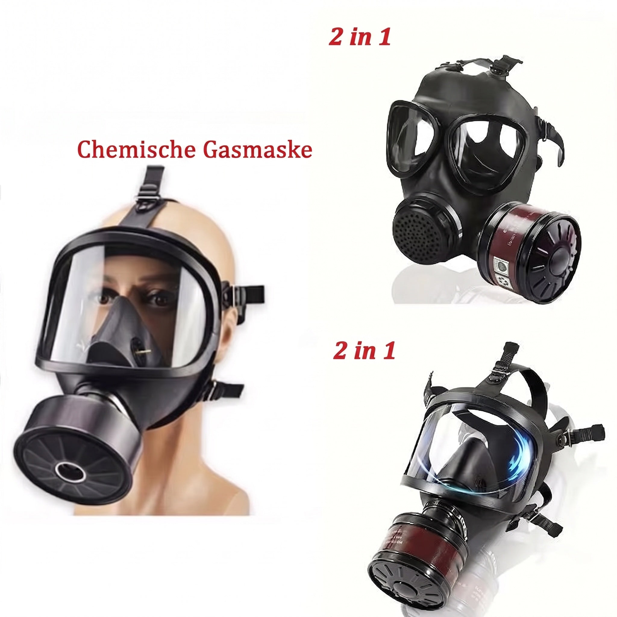Gasmaske Vollmaske Aktivkohlefilter Atemschutz Maske Staub Lack Chemikalien Herren Damen