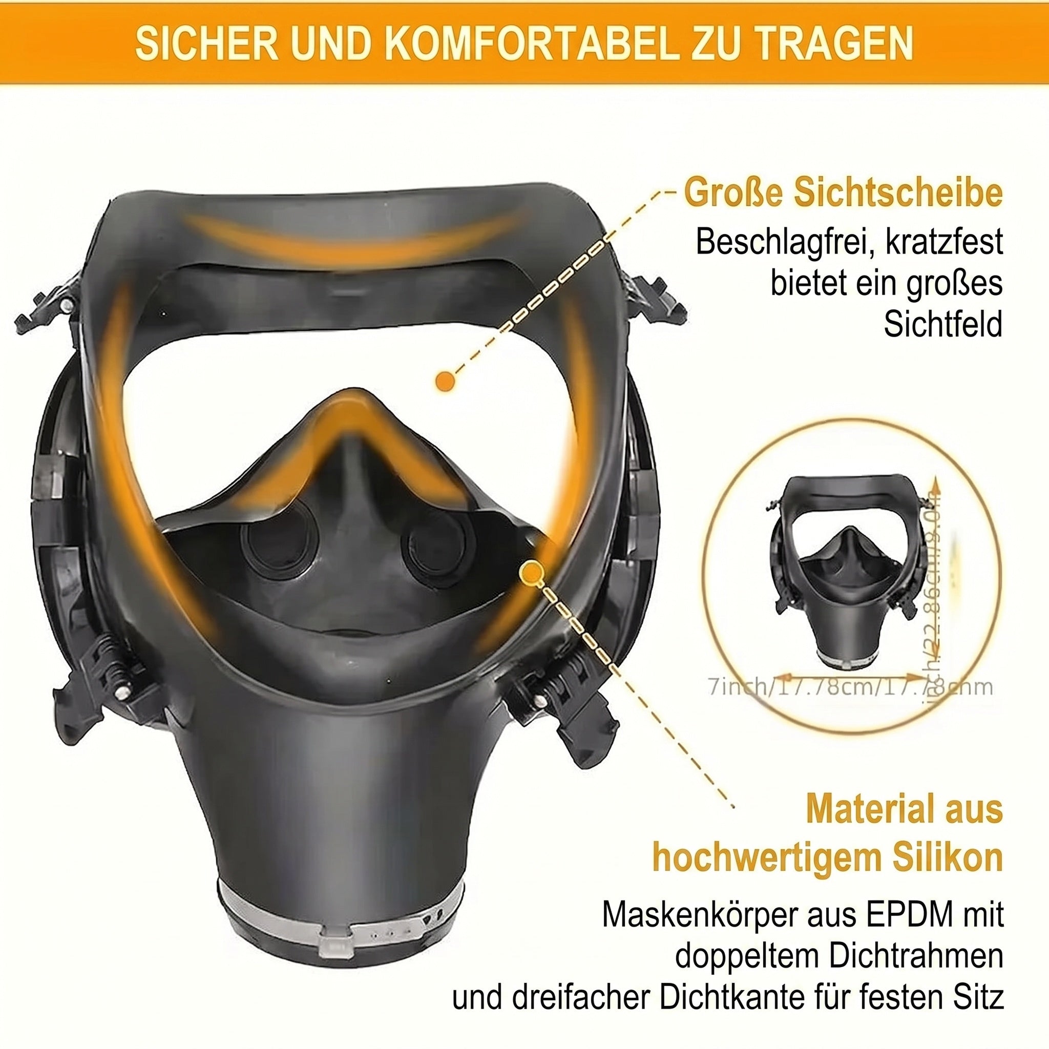 Gasmaske Vollmaske Aktivkohlefilter Atemschutz Maske Staub Lack Chemikalien Herren Damen