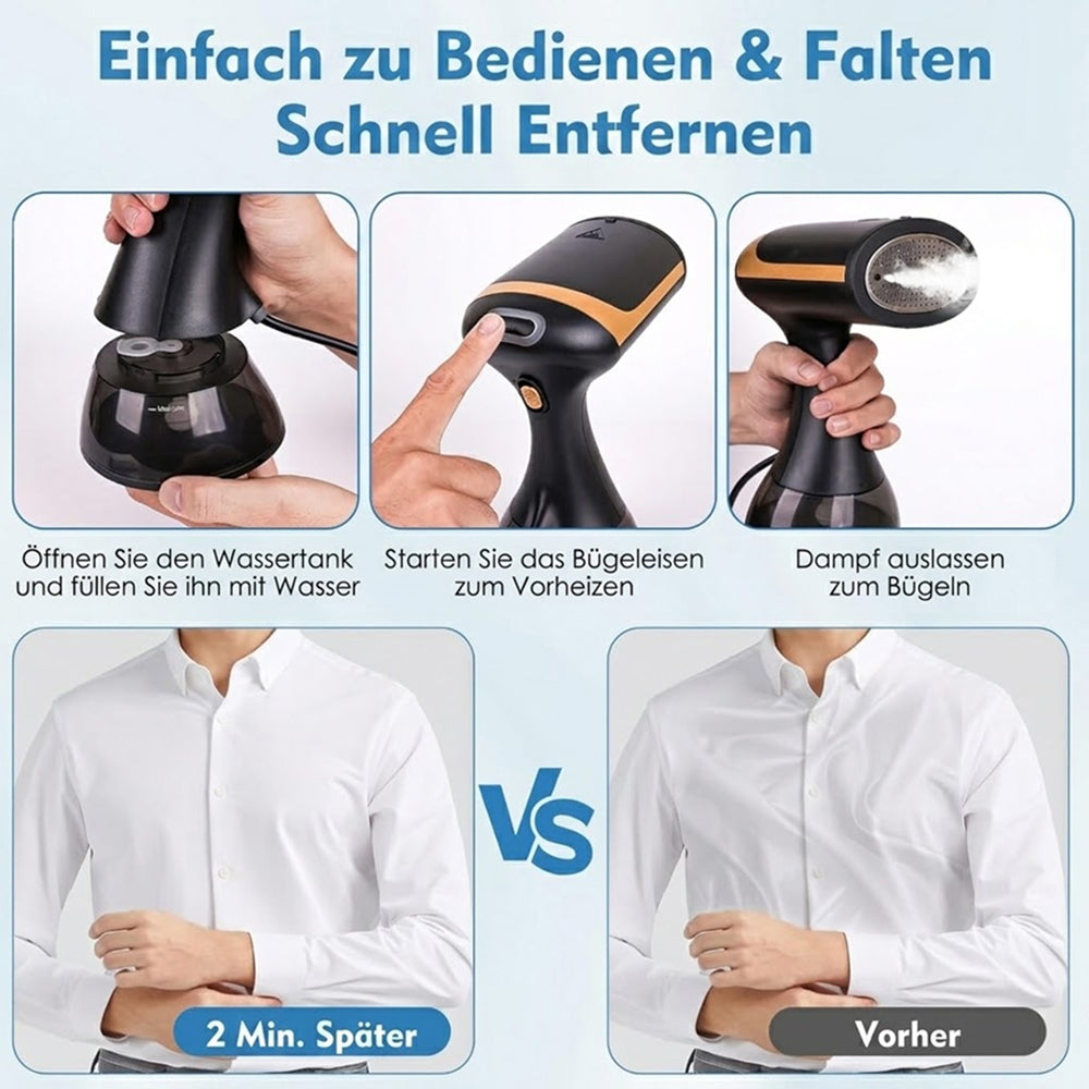 Textilblitz Tragbare Dampfbürste 1500W für Reise & Zuhause