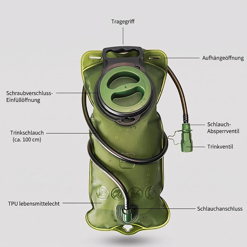 Trinklösch Auslaufsichere 3L Trinkblase – Premium-TPU für Outdoor