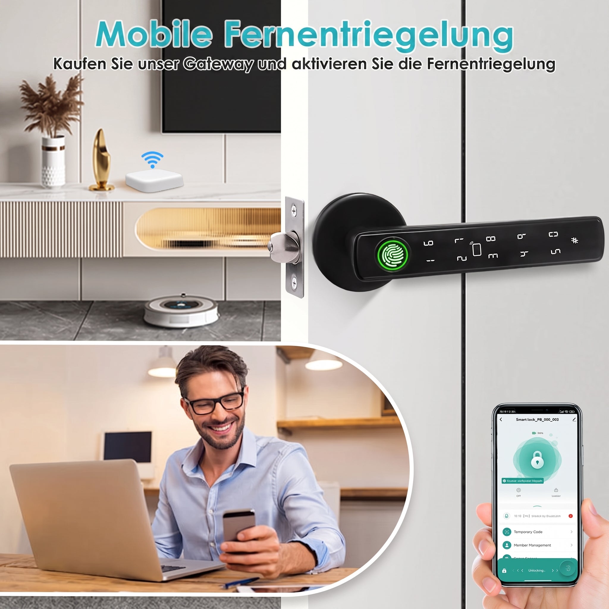 WächStüt Smart Door Lock – Biometrisches Türschloss mit Fingerabdruck & App
