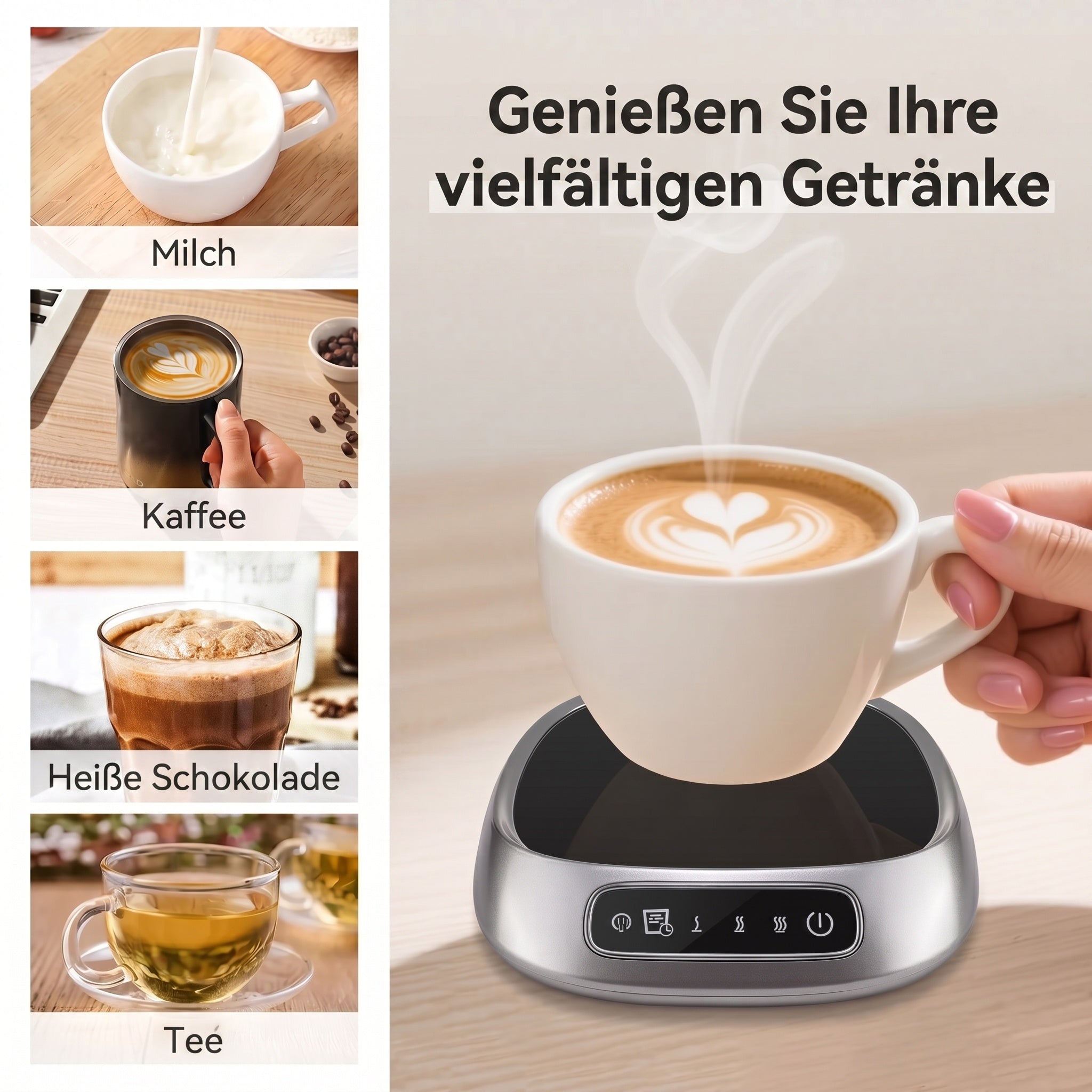WarimCovi Elektrischer Tassenwärmer mit 3 Heizstufen